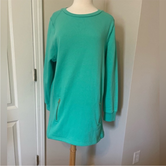 Charles River Green Long Sleeve Tunic Sweatshirt with Zipper Pockets ~ XL - Picture 2 of 6
